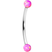 16G 9/16 3mm Pink Synthetic Opal Curved Barbell