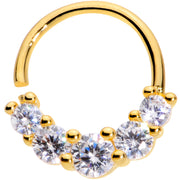 16G 3/8 Clear CZ Gem Cluster Gold Tone Closure Ring