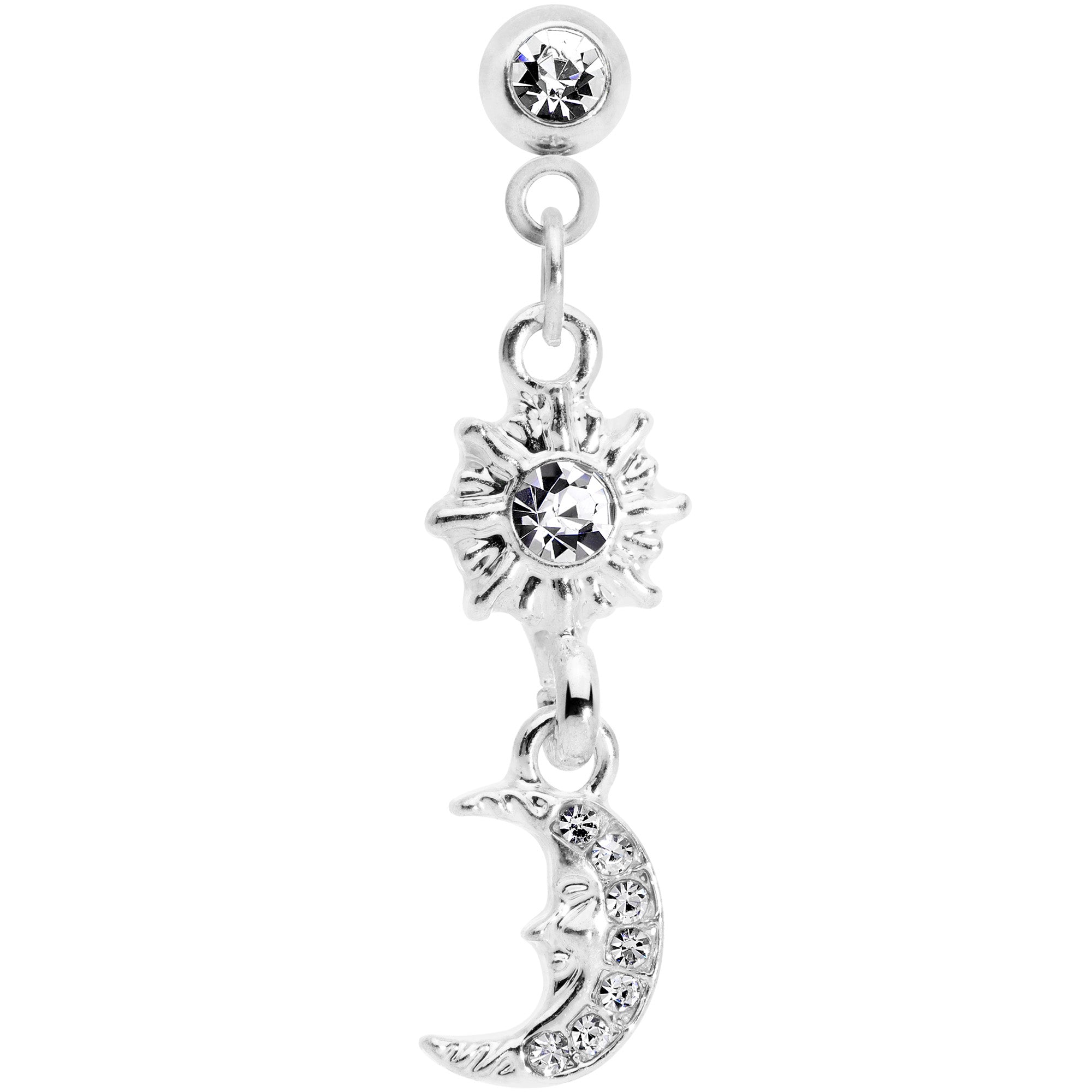 16G 1/4 Clear Gem Moon Dangle Cartilage Tragus