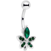 Green Gem Beautiful Flower Belly Ring