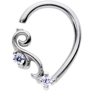 16G 5/16 Clear CZ Gem Half Heart Right Ear Closure Ring