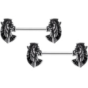 14G 9/16 Grand Ruler Anubis Egyptian Nipple Ring Set