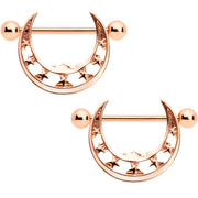 14G 9/16 Rose Gold Tone Man in the Moon Nipple Shield Set