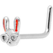 20G 5/16 Pink Ears Nerdy Easter Bunny L Shaped Nose Ring