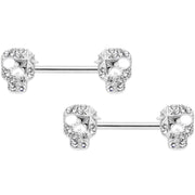14G 9/16 Clear Gem Star Skull Barbell Nipple Ring Set