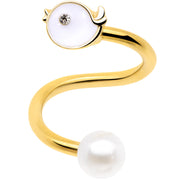 14G 1/2 Clear Gem Gold Tone Bird Spiral Twister Belly Ring