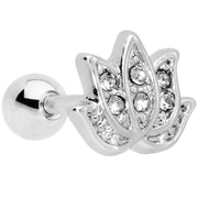 16G 1/4 Clear Gem Lotus Flower Cartilage Tragus Earring