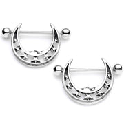 14G 7/8 Starry Crescent Moon Nipple Shield Set