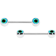 14G 5/8 Haunting Human Blue Eyeball Halloween Nipple Ring Set