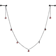 14G 5/8 Red Black Monster Fang Halloween Dangle Nipple Chain
