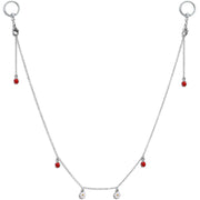 14G 9/16 Clear Gem Ladybug BCR Captive Ring Dangle Nipple Chain