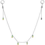 14G 9/16 Clear Gem Pineapple BCR Captive Ring Dangle Nipple Chain
