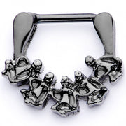 16G 5/16 Black Scary Skeletons Halloween Septum Clicker