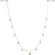 14G 9/16 Clear Gem Gold Tone Eye Star Feather Dangle Nipple Chain