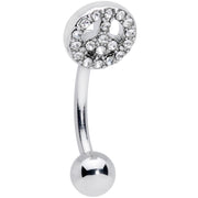 16G 5/16 Clear Gem Retro Peace Sign Curved Eyebrow Ring