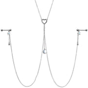 14G 5/8 Blue Gem Moon Heart Star Nipple Chain Necklace