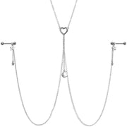 14G 5/8 Clear Gem Moon Heart Star Nipple Chain Necklace