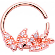 16G 3/8 Clear CZ Gem Rose Gold Tone Trio Butterfly Seamless Ring