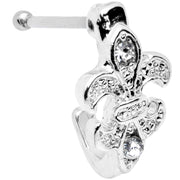 20G 3/8 Clear Gem Fleur De Lis Faux Hoop Nose Bone