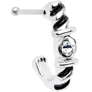 20G 3/8 Clear Gem Steel Twist Faux Hoop Nose Bone