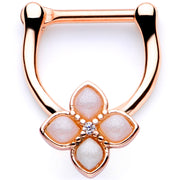 16G 3/8 White Faux Opal Rose Gold Tone Regal Cartilage Clicker