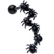 16G 1/4 Black CZ Gem Black Spider Halloween Cartilage Tragus
