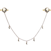 14G Clear Gem Gold Tone Moon Mermaid Nipple Shield Dangle Chain
