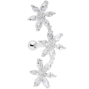 16G 1/4 Clear CZ Gem Tri Flower Cartilage