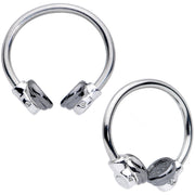14G 9/16 Black End Headphone Horseshoe Nipple Ring Set