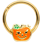 16G 3/8 Gold Tone Pumpkin Halloween Hinged Segment Ring