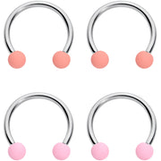 16G 3/8 Pink Peach Matte Horseshoe Circular Barbell Set of 4