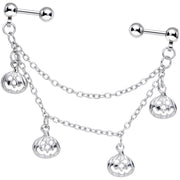 16G 1/4 Aurora Gem Pumpkin Halloween Cartilage Chain Earring