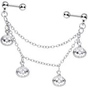 16G 1/4 Clear Gem Pumpkin Halloween Cartilage Chain Earring