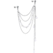 16G 1/4 Clear Gem Multiple Dangle Cartilage Chain Earring
