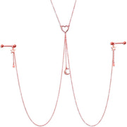 14G 5/8 Aurora Gem Rose Gold Hue Star Moon Nipple Chain Necklace