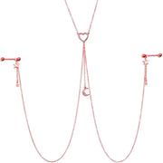 14G 5/8 Clear Gem Rose Gold Hue Star Moon Nipple Chain Necklace