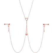 14G 5/8 Aurora Gem Rose Gold Hue Star Sun Nipple Chain Necklace