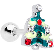 16G 1/4 Red Gem Christmas Tree Cartilage Tragus Earring