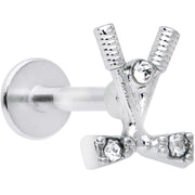 16G 5/16 Clear CZ Gem Crossed Golf Clubs Labret Monroe Tragus