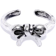Rhodium Plated Pretty Bow Toe Ring