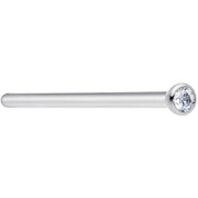 18G 3/4 Clear CZ Gem Grade 23 Titanium Fishtail Nose Ring 2mm