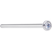 18G 3/4 Clear CZ Gem Grade 23 Titanium Fishtail Nose Ring 2.5mm