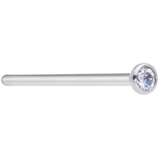 18G 3/4 Clear CZ Gem Grade 23 Titanium Fishtail Nose Ring 3mm