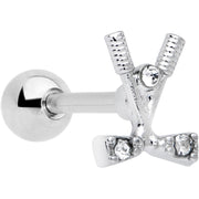 16G 1/4 Clear CZ Gem Crossed Golf Clubs Cartilage Tragus Earring