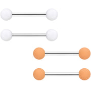 14G 9/16 Tan White Matte Barbell Nipple Ring Set of 4
