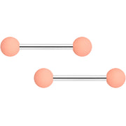 14G 9/16 Peach Matte Barbell Nipple Ring Set