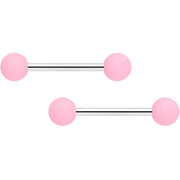 14G 9/16 Petal Pink Matte Barbell Nipple Ring Set
