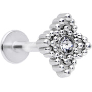 16G 5/16 Clear Gem Textured Cross Labret Monroe Tragus