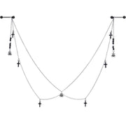 14G 9/16 Black Gem Spider Cross Halloween Dangle Nipple Chain