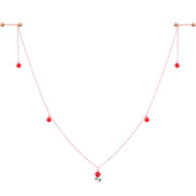 14G 9/16 Gold Tone Red Flower Valentine Dangle Nipple Chain